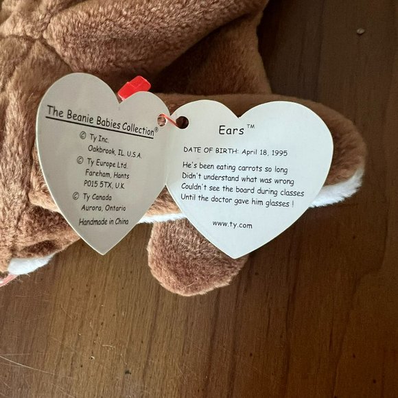 Ears the Rabbit, Ty Beanie Baby -  Style Number #4018 - Picture 4 of 6